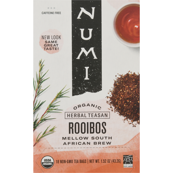 slide 1 of 1, Numi Organic Caffeine Free Rooibos Tea, 18 ct