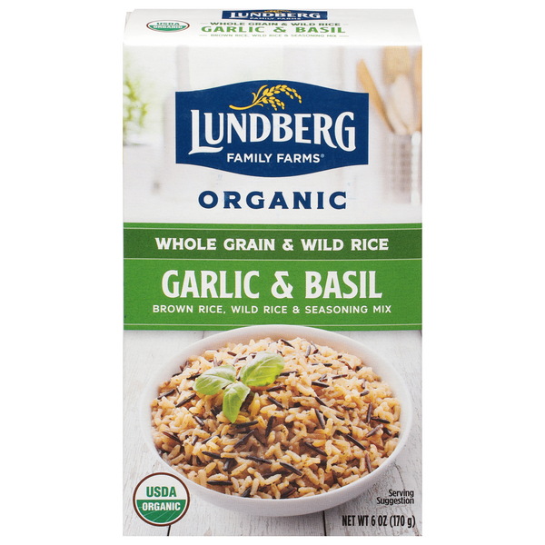 slide 1 of 1, Lundberg Family Farms Organic Whole Grain Rice & Wild Rice Garlic & Basil, 6 oz