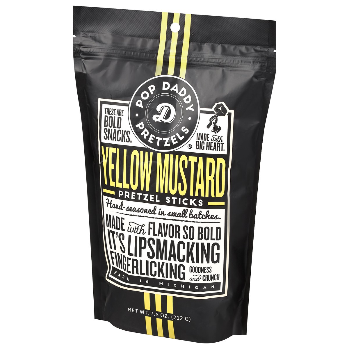 slide 7 of 9, Pop Daddy Yellow Mustard Seasoned Pretzels, 7.5 oz