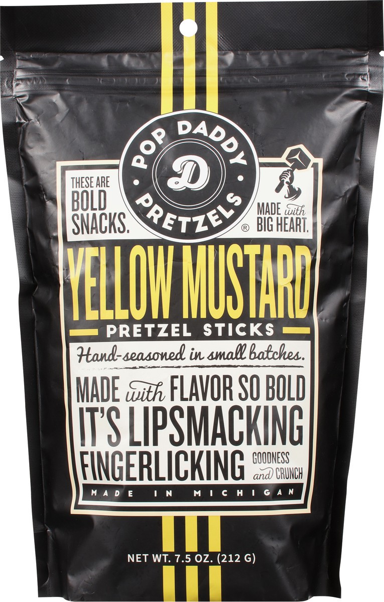 slide 5 of 9, Pop Daddy Yellow Mustard Seasoned Pretzels, 7.5 oz