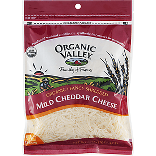 slide 9 of 16, Organic Valley Finely Shredded Mild Cheddar Cheese, 6 oz