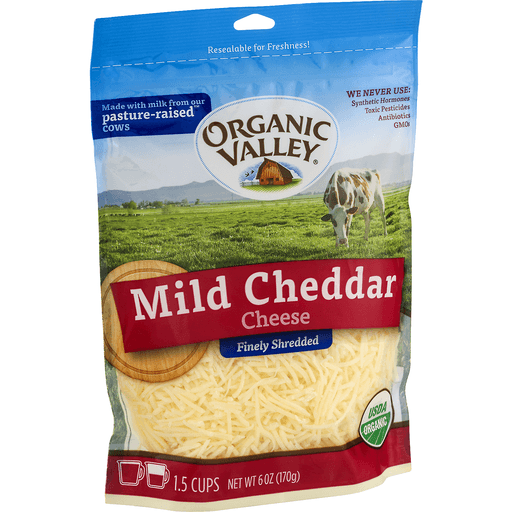 slide 13 of 16, Organic Valley Finely Shredded Mild Cheddar Cheese, 6 oz