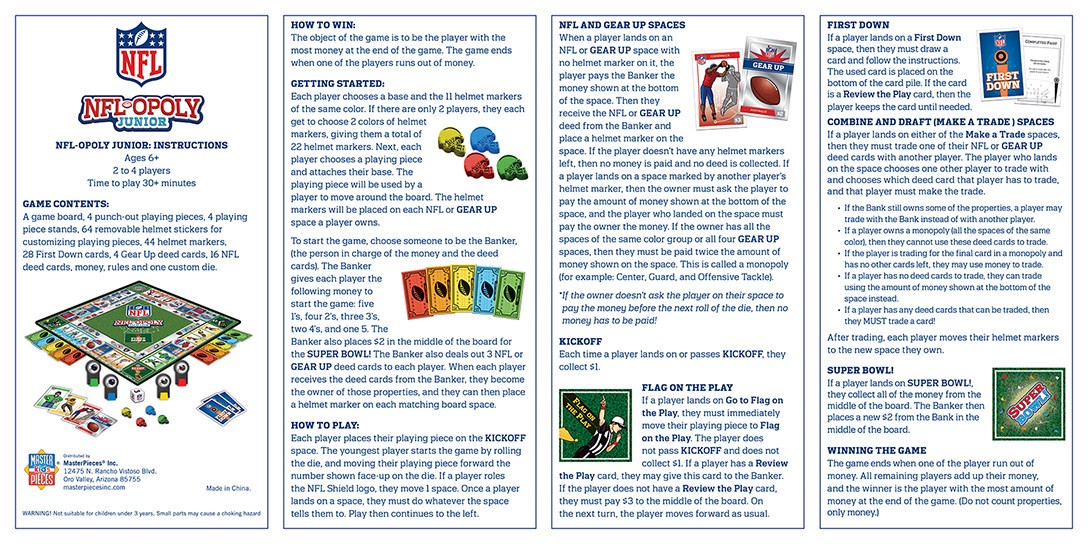 slide 4 of 5, NFL NFL-Opoly Junior Board Game, 1 ct