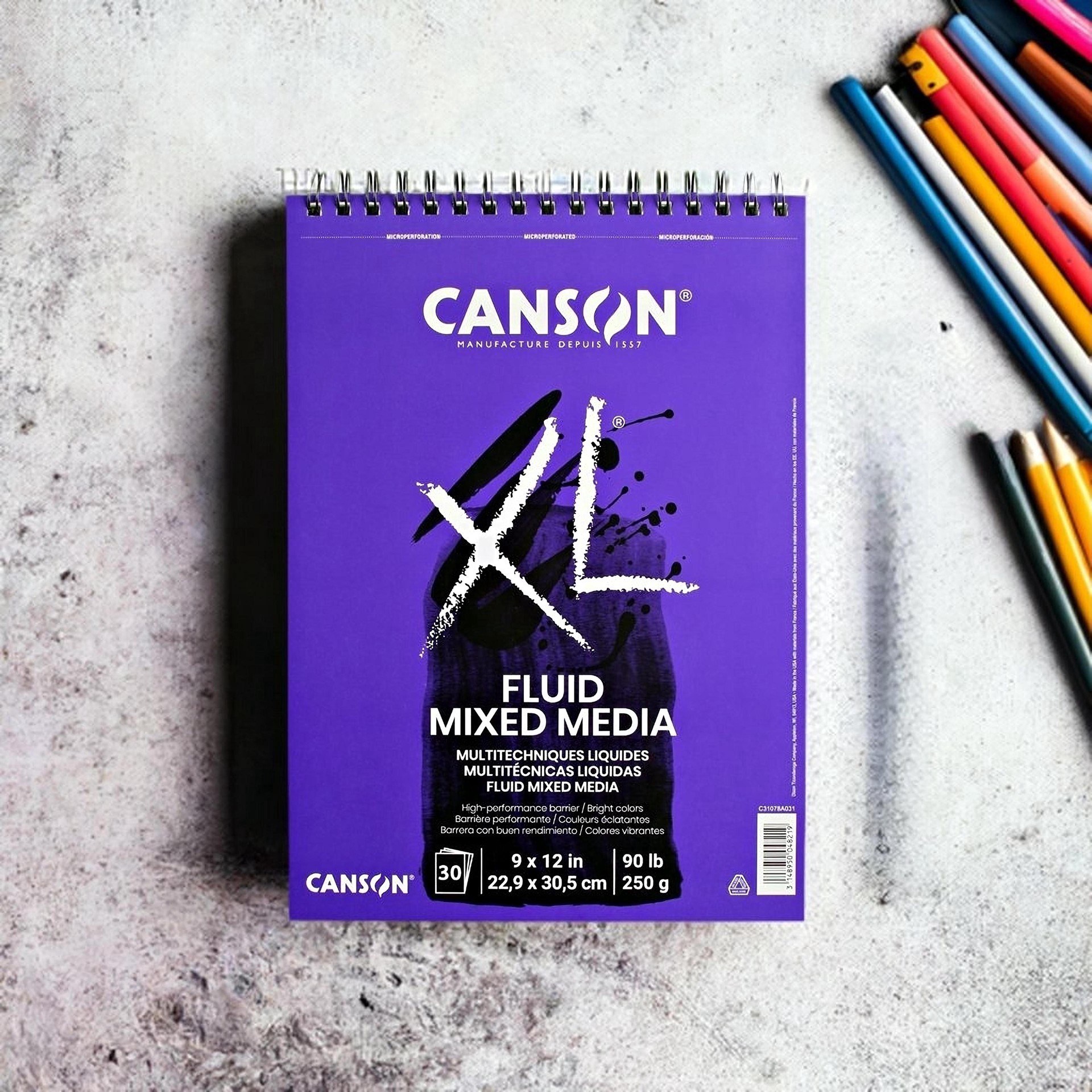 slide 2 of 4, Canson Xl Fluid Mixed Media Paper Pad, 9" X 12", 9 in x 12 in