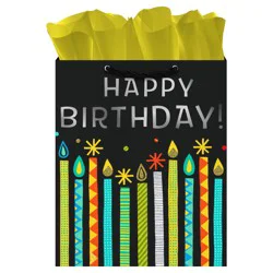 Hallmark Large Gift Bag, Happy Birthday Candles on Black