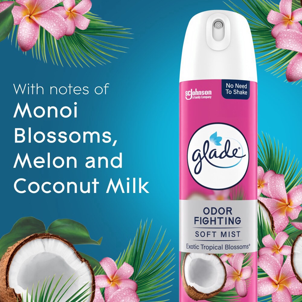 slide 5 of 6, Glade Odor Fighting Soft Mist Air Freshener Room Spray, Exotic Tropical Blossoms, 1 ct / 8 oz