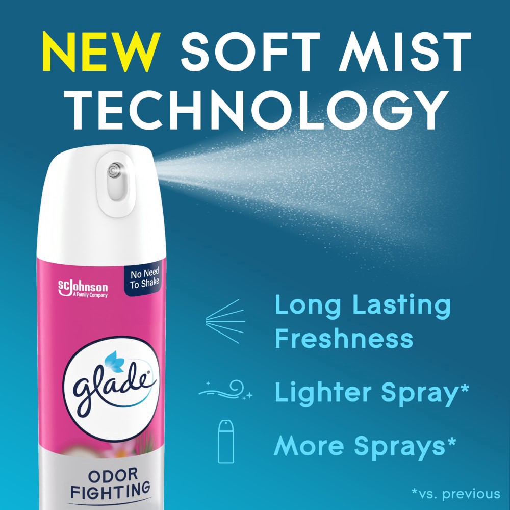 slide 4 of 6, Glade Odor Fighting Soft Mist Air Freshener Room Spray, Exotic Tropical Blossoms, 1 ct / 8 oz