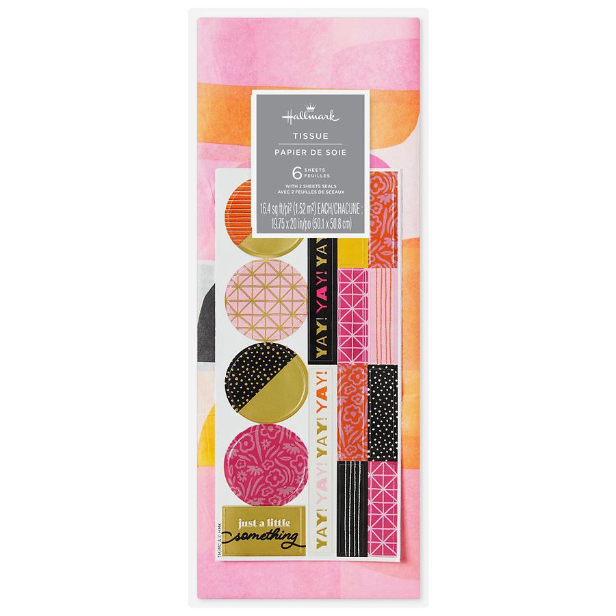 slide 4 of 4, Hallmark Mod Shapes Tissue Paper for Gift Wrap With Gift Tag Stickers, 6 ct