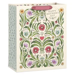 Hallmark 13" Large Mother's Day Gift Bag With Gift Tag (Painted Flower And Leaves Damask)
