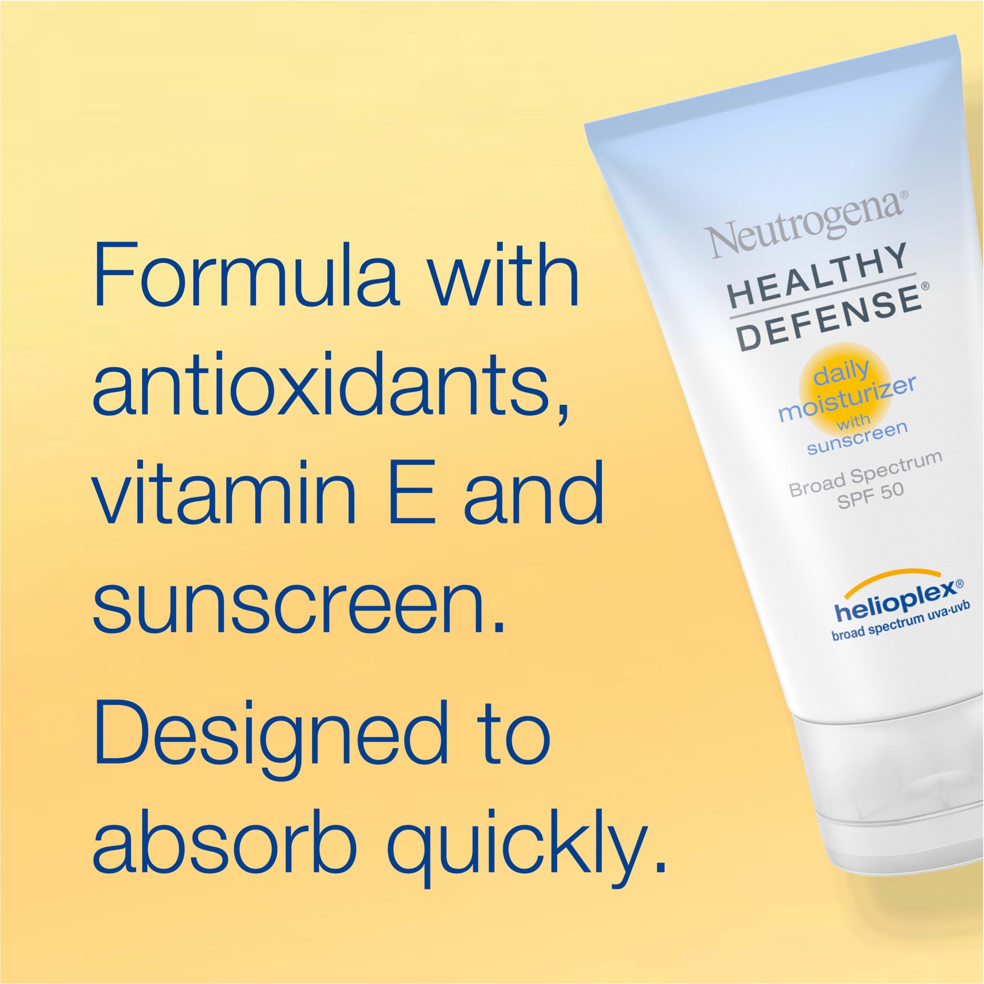 slide 5 of 5, Neutrogena Healthy Defense Daily Moisturizer with SPF 50 and Vitamin E, Lightweight Face Lotion with SPF 50 Sunscreen and Antioxidants, Vitamin C & Vitamin E, 1.7 fl. oz, 1.7 fl oz