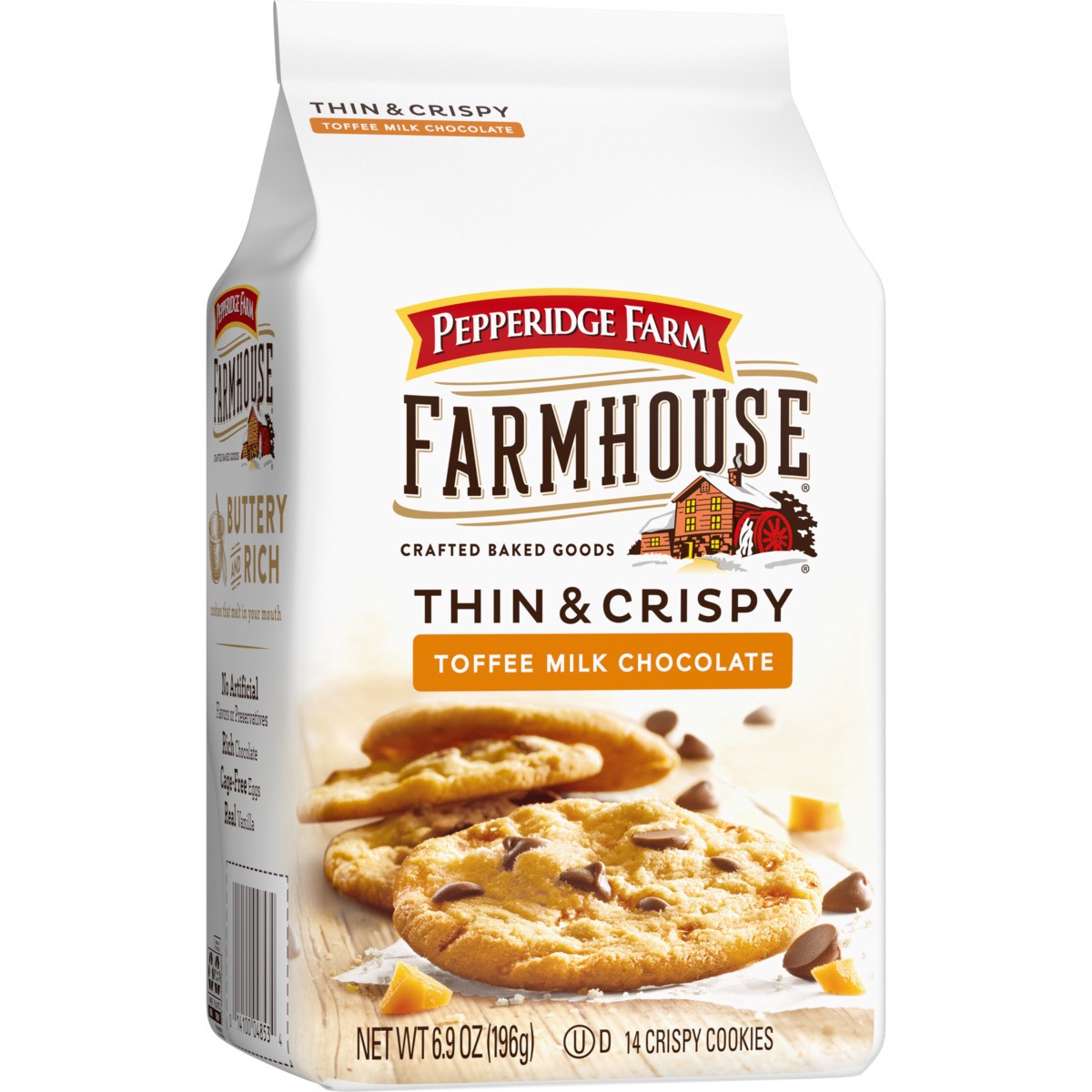 slide 4 of 12, Pepperidge Farm Thin & Crispy Toffee Milk Chocolate Cookies, 6.900 oz