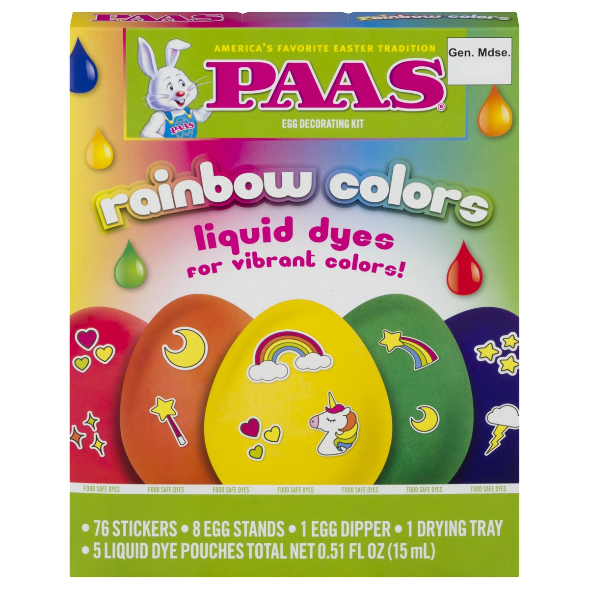 slide 1 of 1, PAAS Liquid Dyes Rainbow Colors Egg Decorating Kit 1 ea, 1 ct