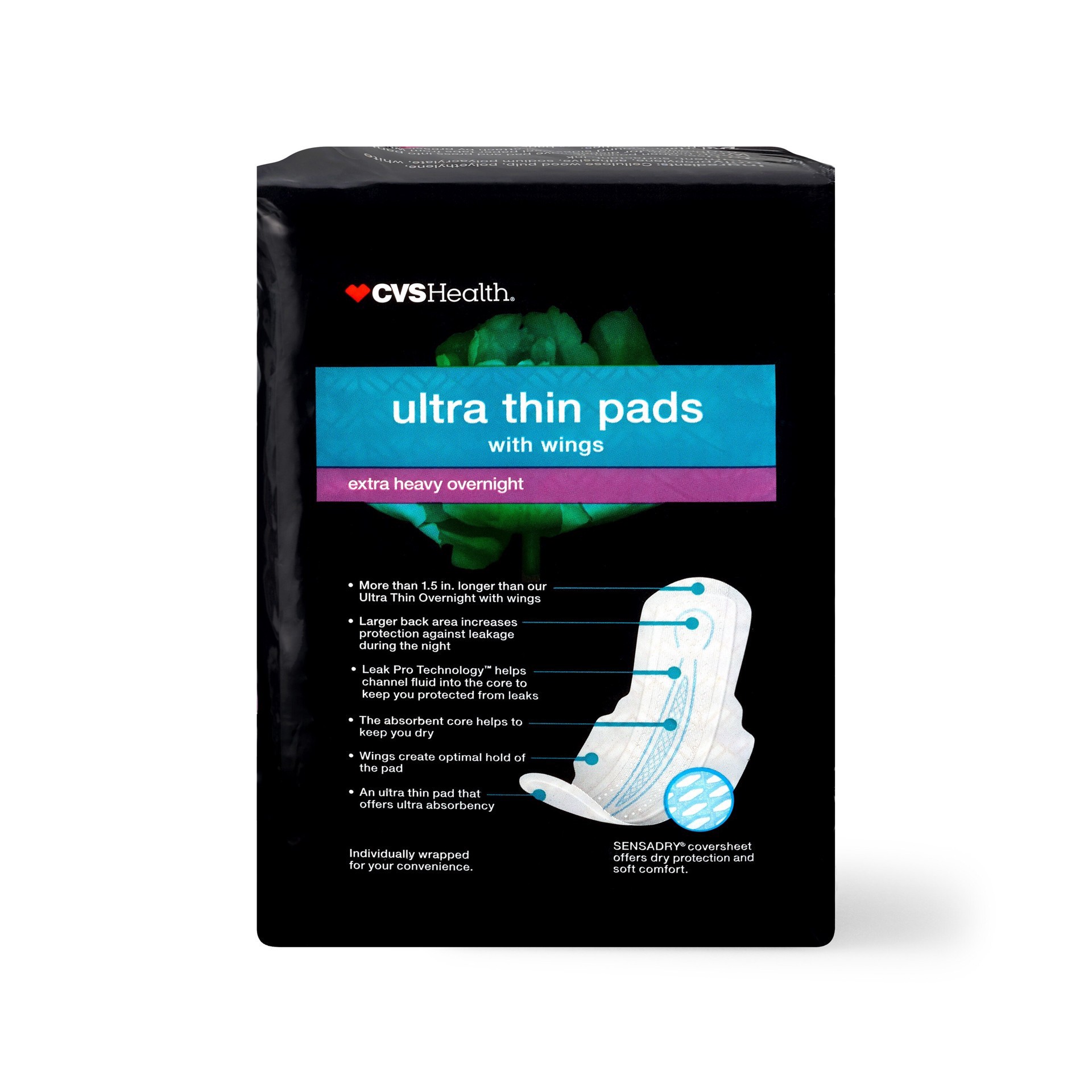 slide 2 of 6, Cvs Ultra Thin Pads With Wings, Extra Heavy Overnight, 24 Ct, 24 ct