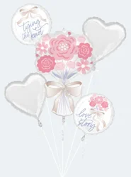 Helium Balloon Bouquet, Tying the Knot, 5 Count