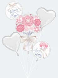 Helium Balloon Bouquet, Tying the Knot, 5 Count