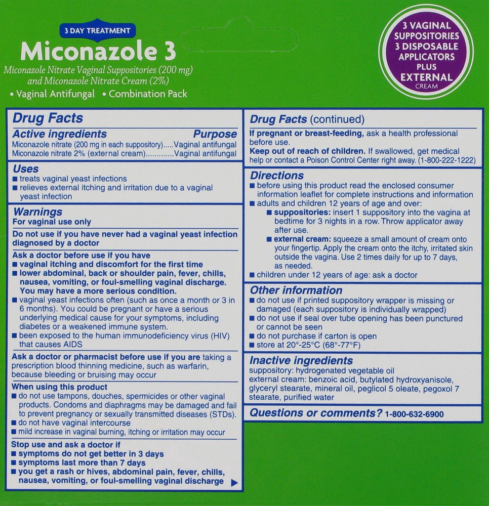 slide 2 of 2, Kroger  Miconazole 3 Day Suppositories, 3 ct