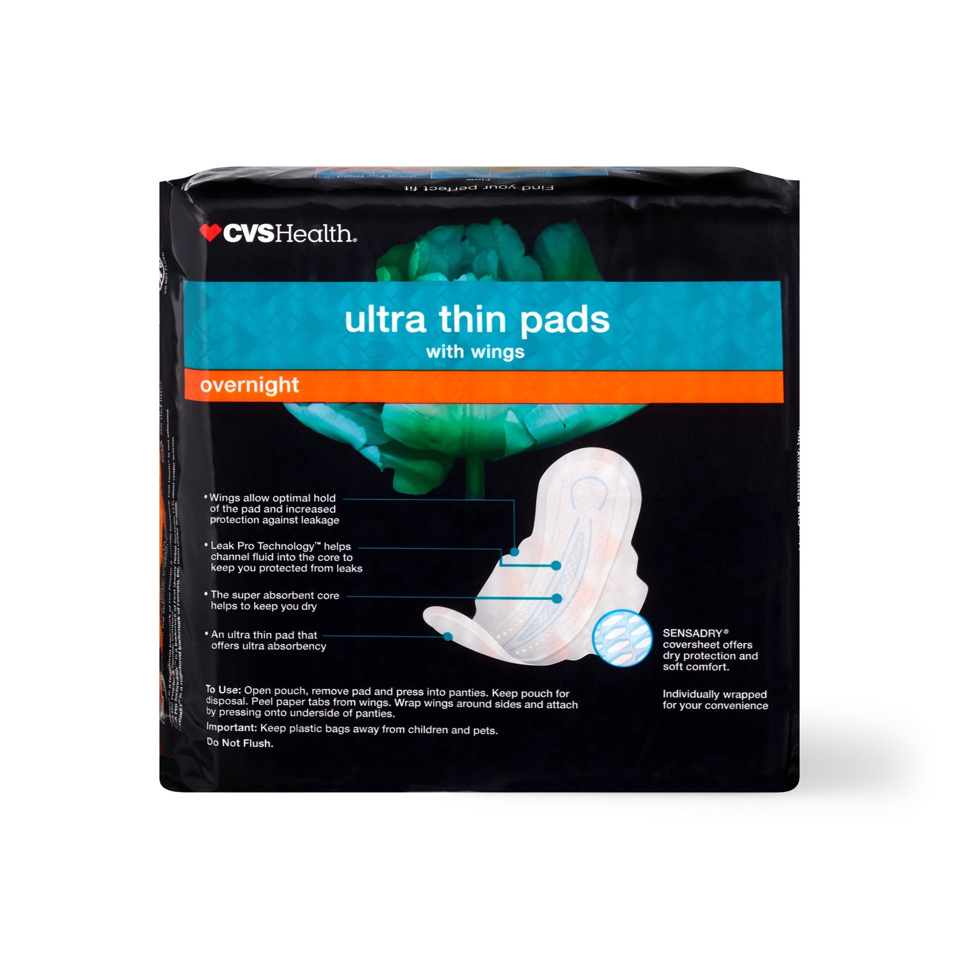 slide 7 of 7, Cvs Ultra Thin Pads With Wings, Overnight, 52 Ct, 52 ct