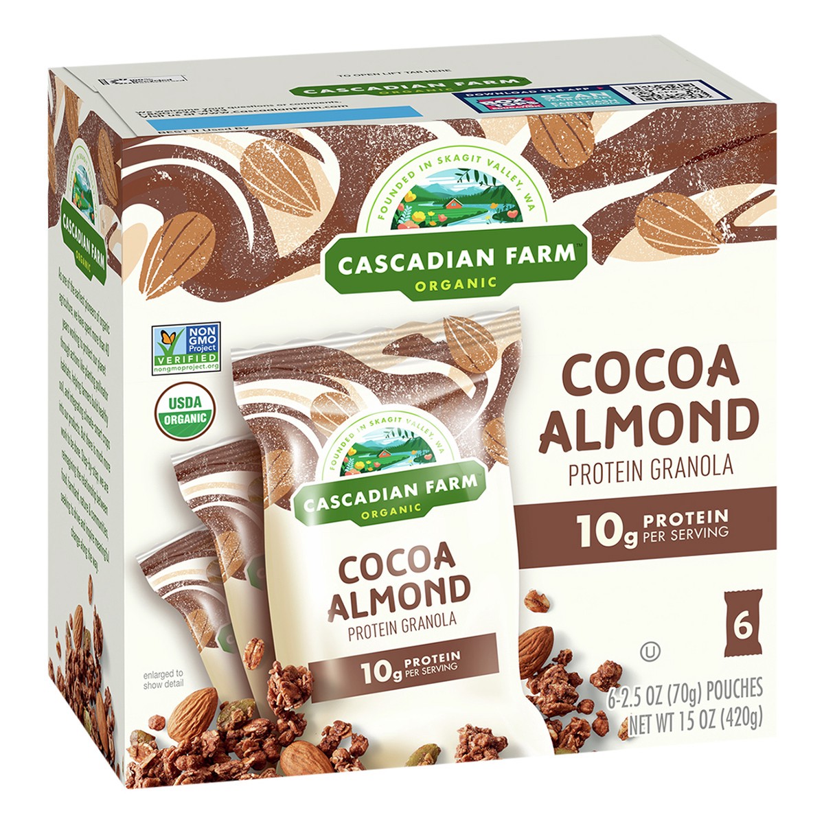 slide 4 of 9, Cascadian Farm Cocoa Almond Protein Granola, 6 ct; 0.4 oz