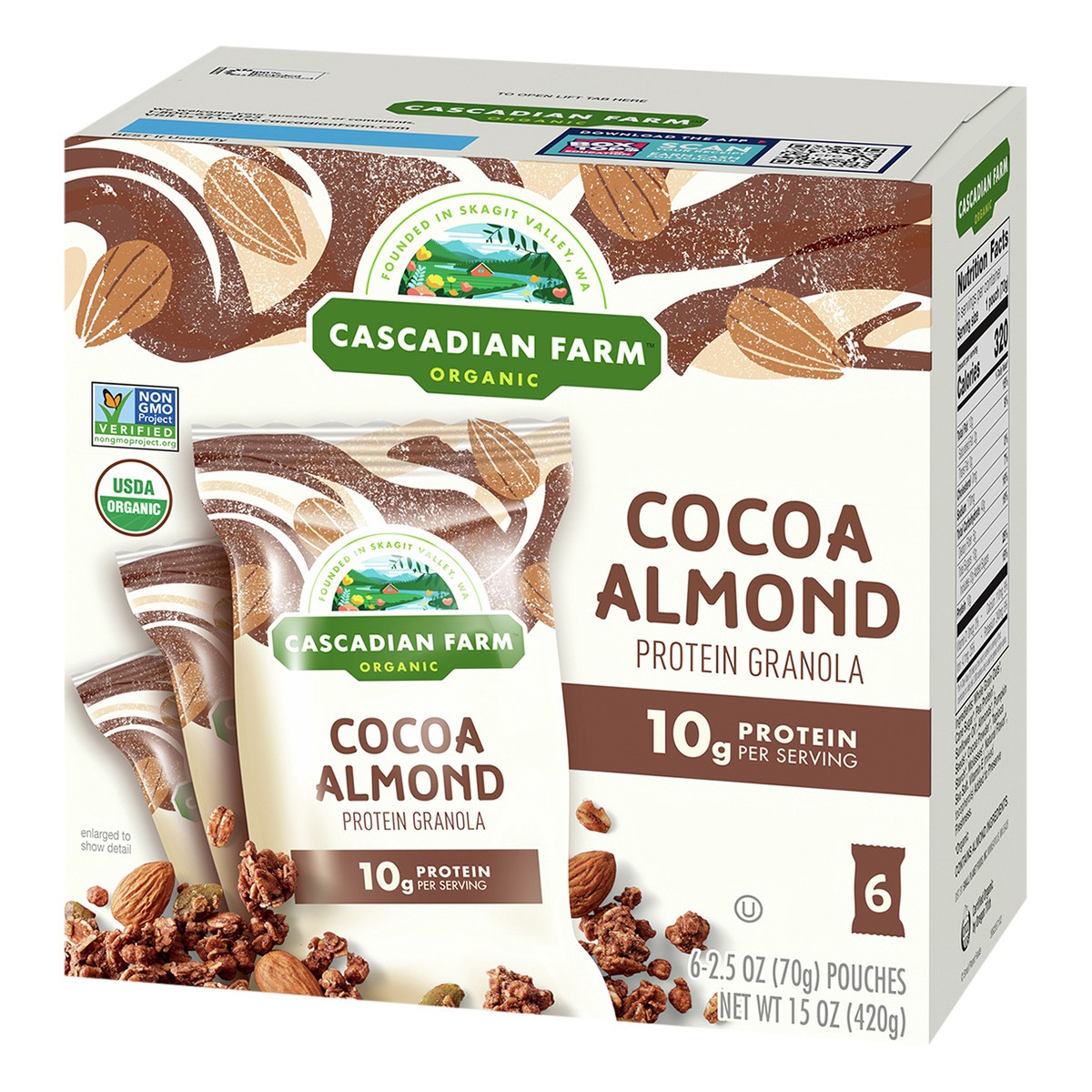 slide 3 of 9, Cascadian Farm Cocoa Almond Protein Granola, 6 ct; 0.4 oz