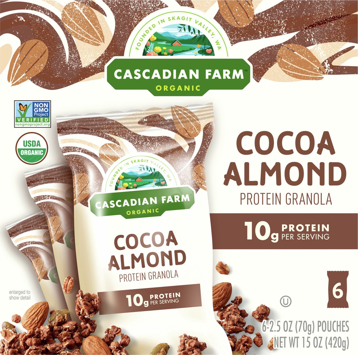 slide 6 of 9, Cascadian Farm Cocoa Almond Protein Granola, 6 ct; 0.4 oz