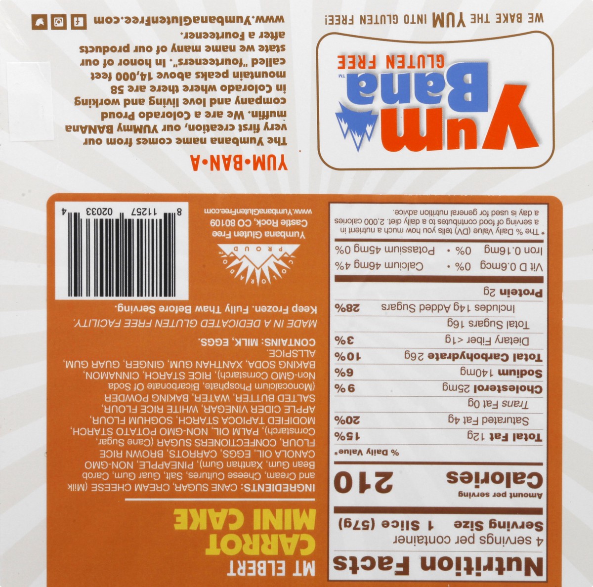 slide 2 of 9, Yum Bana Gluten Free Mt Elbert Carrot Cake Mini Cake 8 oz, 8 oz