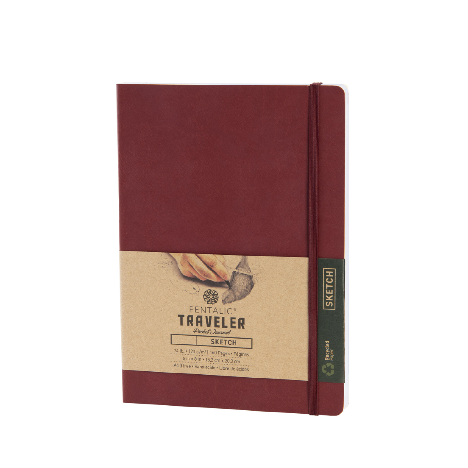 slide 1 of 2, ROYAL & LANGNICKEL Pentalic - 6"x8" Burgundy Travelers Sketchbook Journal, 160 Pages, 1 ct