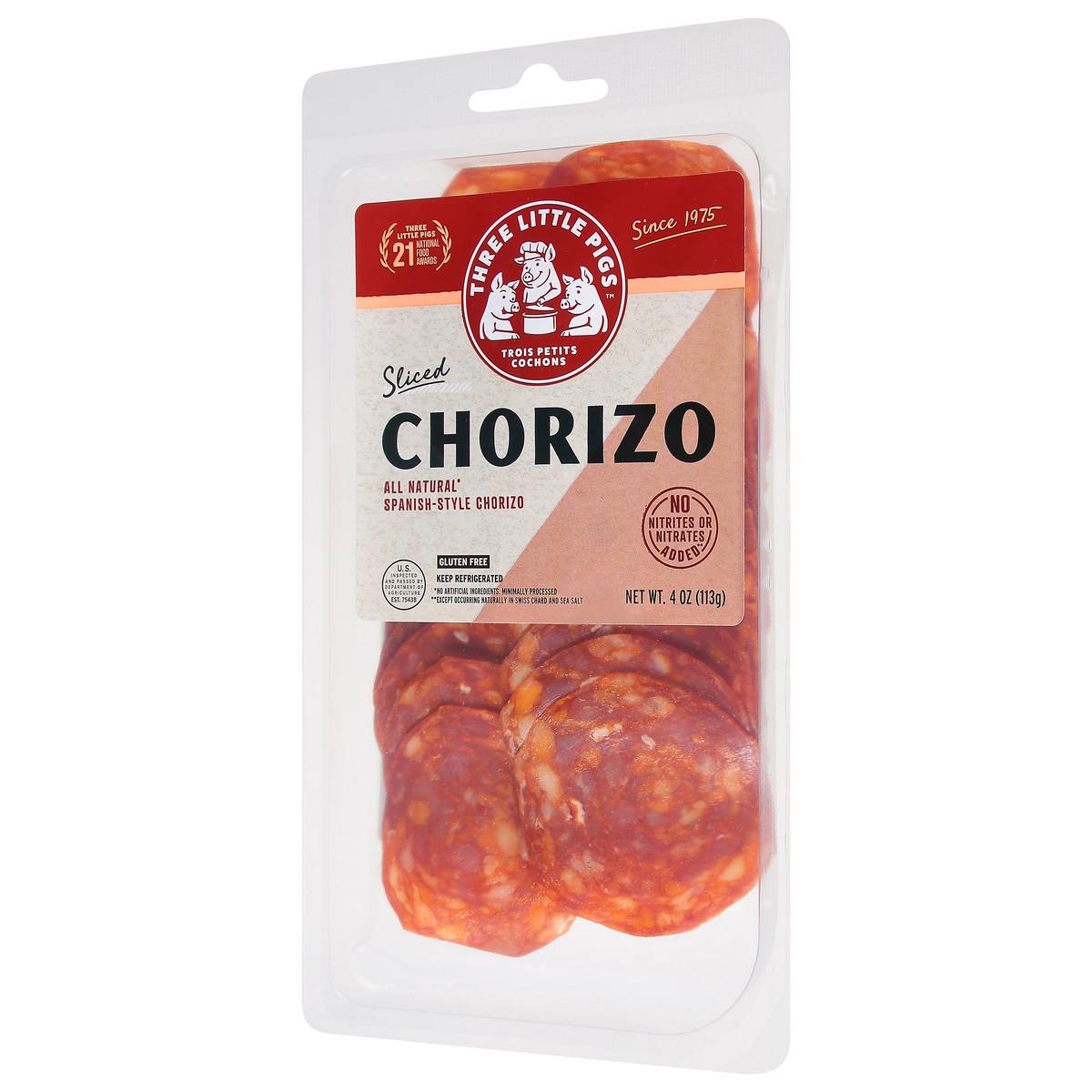 slide 12 of 13, Three Little Pigs Sliced Spanish-Style Chorizo 4 oz, 1 ct