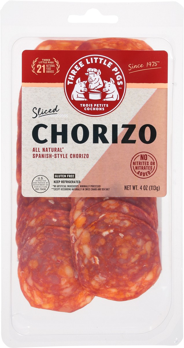 slide 2 of 13, Three Little Pigs Sliced Spanish-Style Chorizo 4 oz, 1 ct