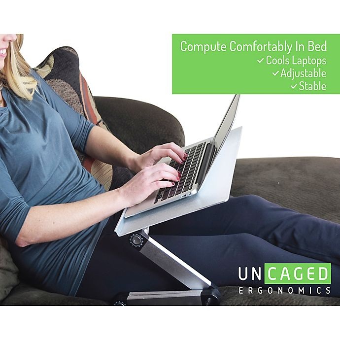 slide 6 of 8, Uncaged Ergonomics Workez Executive Adjustable Laptop/Tablet Stand - Silver, 1 ct