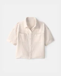 Oshkosh Girls Gauze Short-Sleeve Top - Cream - Size 5