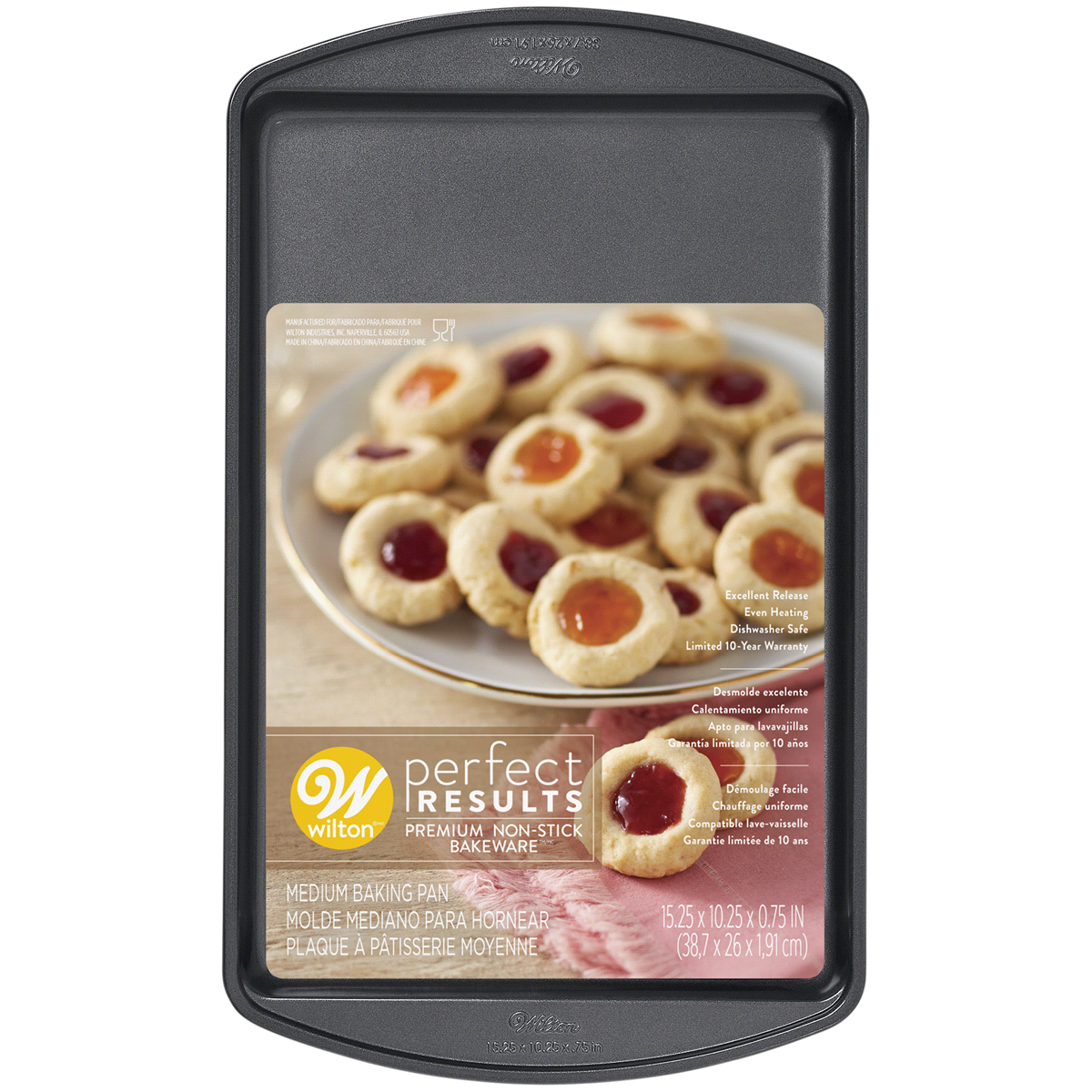 slide 1 of 1, Wilton Perfect Results Non-Stick Medium Cookie Pan, 15.25 in x 10.25 in