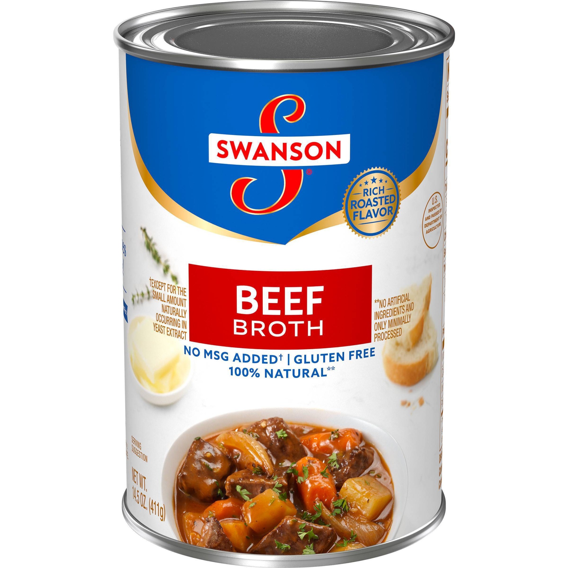 slide 1 of 6, Swanson 100% Natural Beef Broth, 14.5 oz