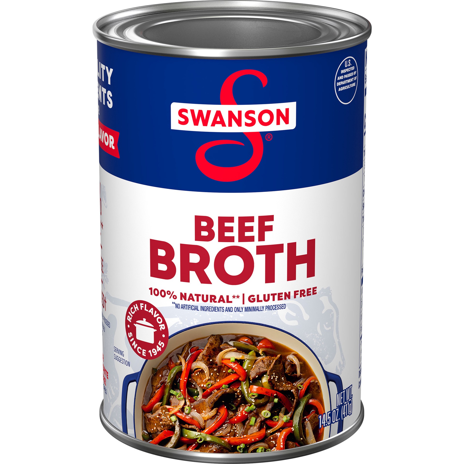 slide 1 of 5, Swanson 100% Natural Beef Broth, 14.5 Oz Can, 14.5 oz