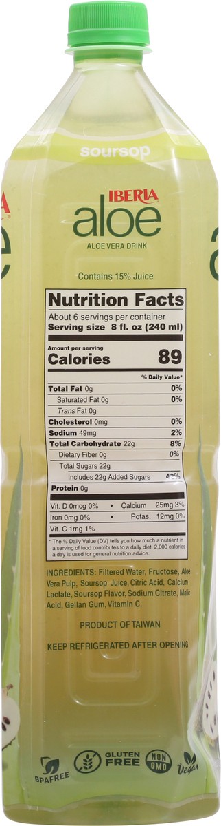 slide 6 of 12, Iberia Soursop Aloe Vera Drink with Pure Aloe Pulp - 50.8 fl oz, 50.8 fl oz