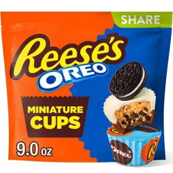 Reese's Oreo Miniatures Milk Chocolate and White Creme Peanut Butter Cups, Candy Share Pack, 9 oz