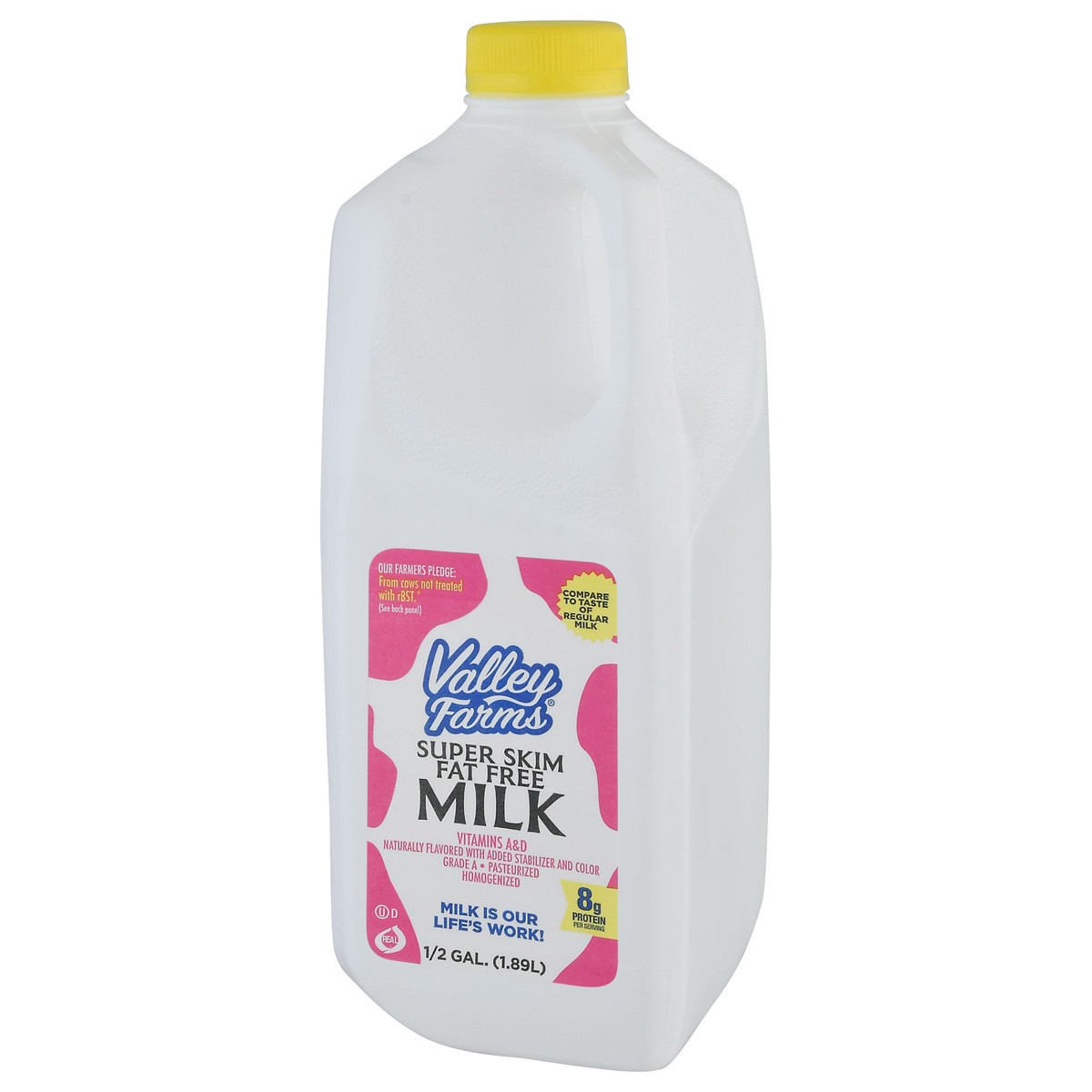 slide 7 of 14, Valley Farms Super Skim Fat Free Milk 0.5 gl Jug, 1/2 gal