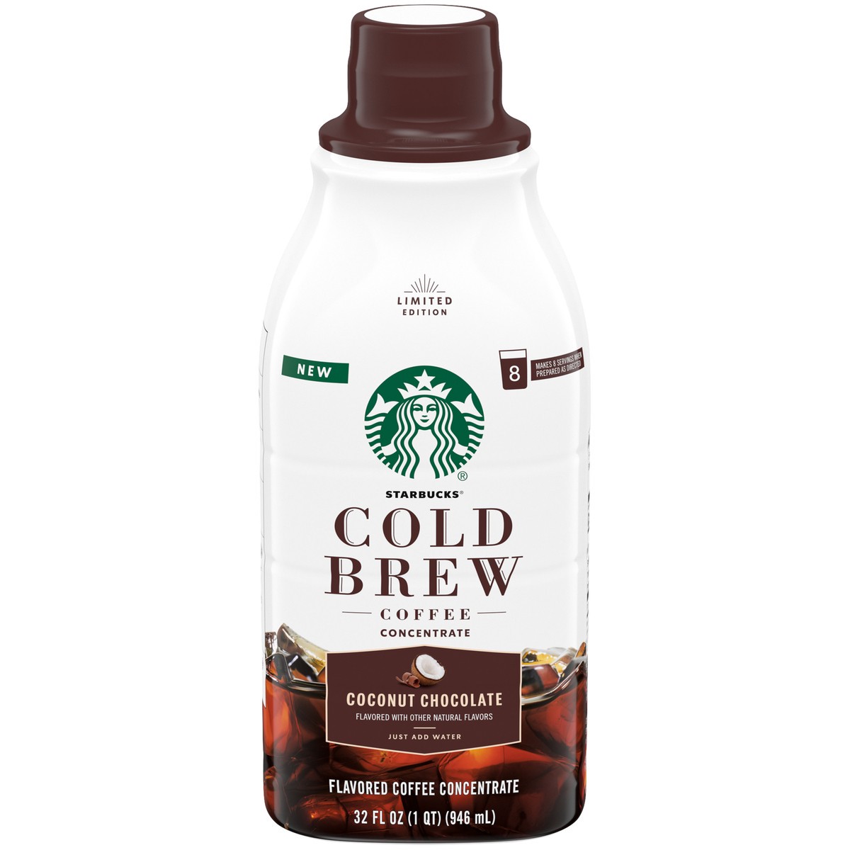 slide 1 of 9, Starbucks Cold Brew Coconut Chocolate Flavored Medium Roast Coffee Concentrate 32 fl. oz. Bottle, 32 fl oz