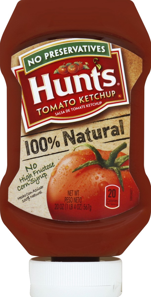 slide 2 of 3, Hunt's 100% Natural Tomato Ketchup, 20 Oz., 20 oz