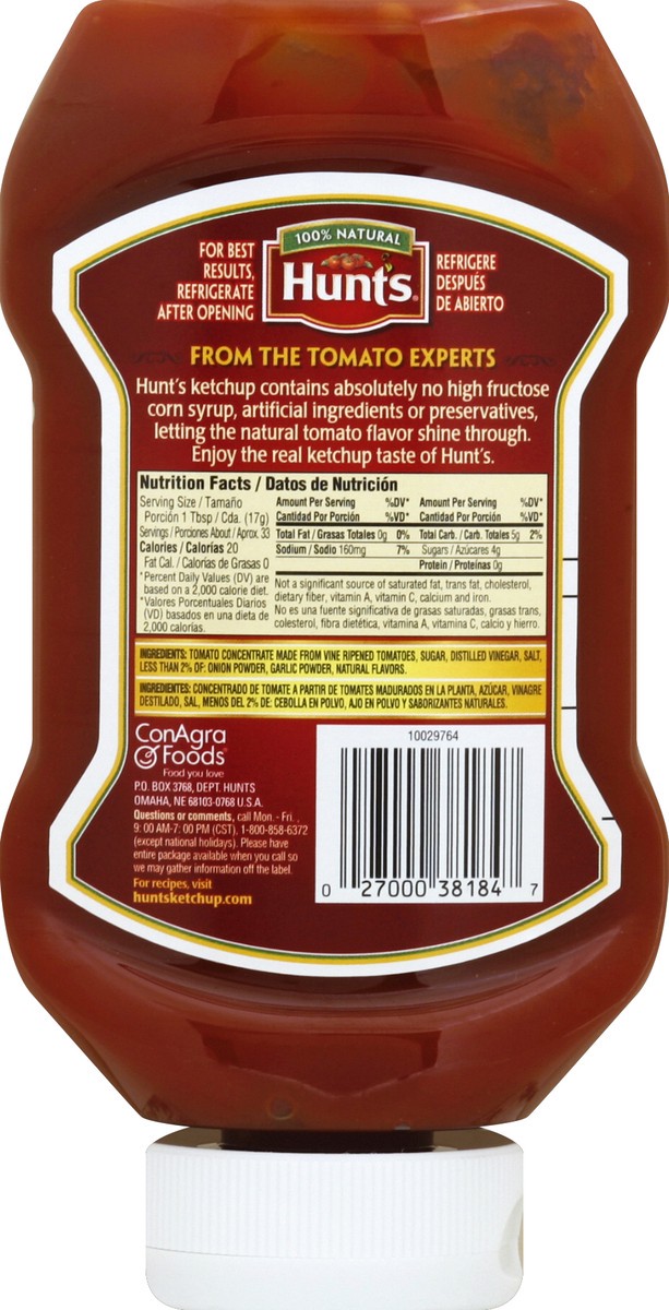 slide 3 of 3, Hunt's 100% Natural Tomato Ketchup, 20 Oz., 20 oz