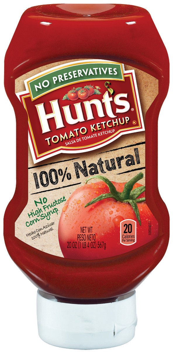 slide 1 of 3, Hunt's 100% Natural Tomato Ketchup, 20 Oz., 20 oz