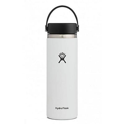 slide 1 of 1, Hydro Flask Wide Mouth Water Bottle With Flex Sip Lid, White, 20 oz