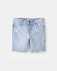Oshkosh Girls Frayed Denim Skimmer Shorts - Light Wash Blue 4
