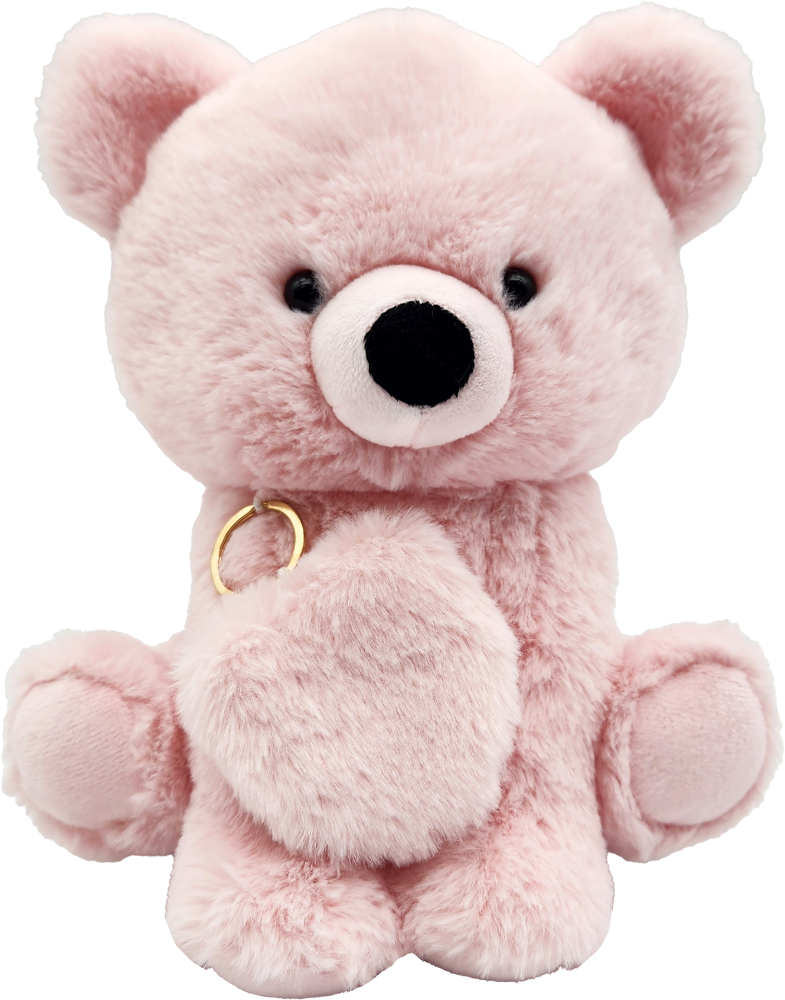 slide 1 of 2, Holiday Home 10-Inch Plush Bear with Keychain - Light Pink, 1 ct