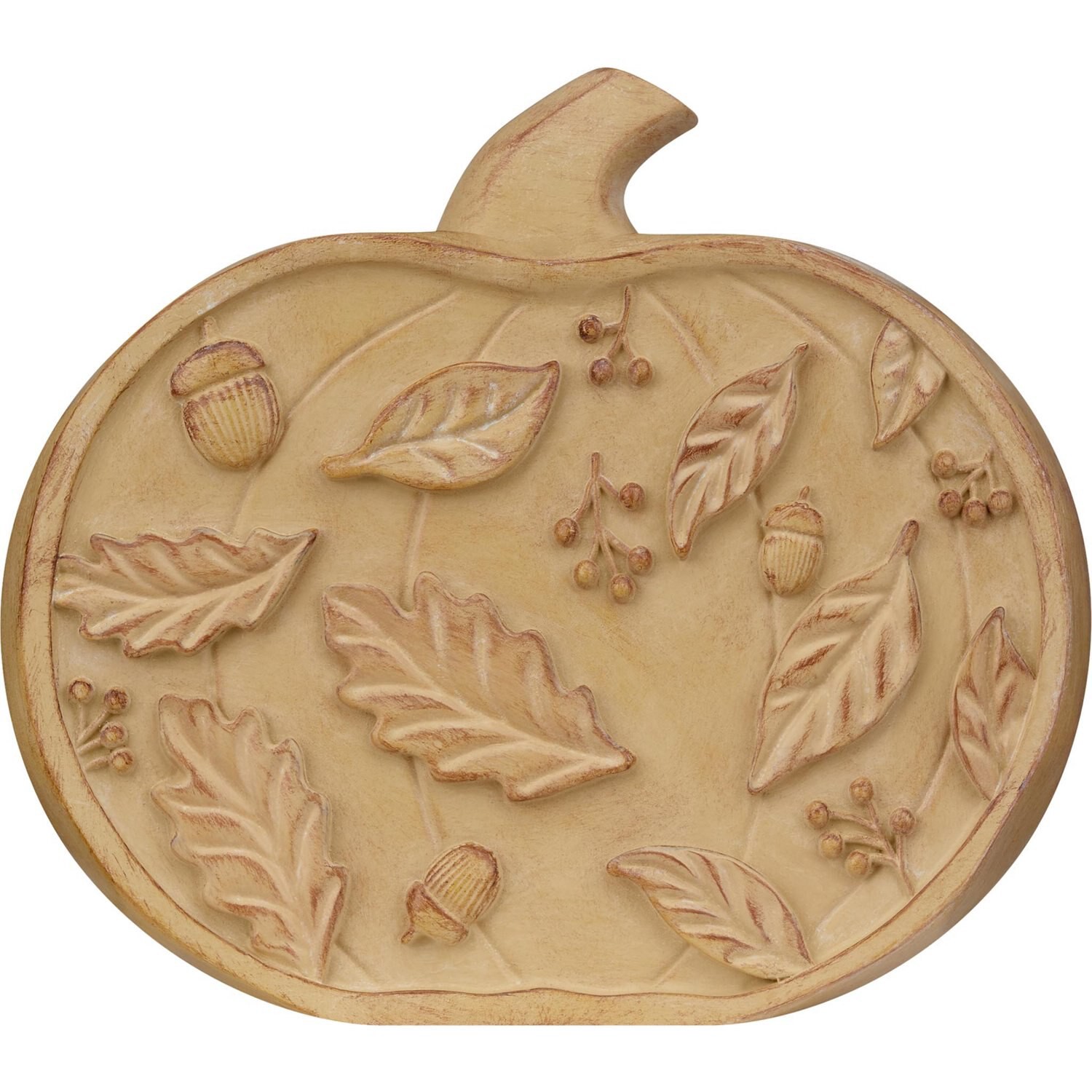 slide 1 of 1, FALL FEST Resin Pumpkin Decor W Leaves Pattern, 1 ct