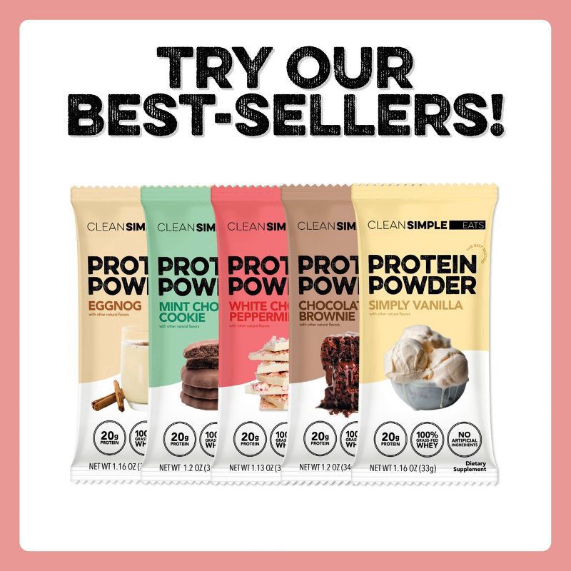 slide 2 of 9, Clean Simple Eats Protein Powder - White Chocolate Peppermint - 1 Stick/1.13oz, 1.13 oz