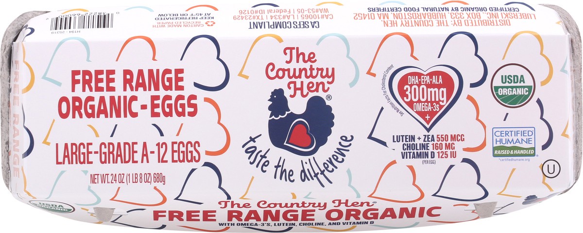 slide 4 of 9, The Country Hen Free Range Organic Large Eggs 12 ea Carton, 12 ct