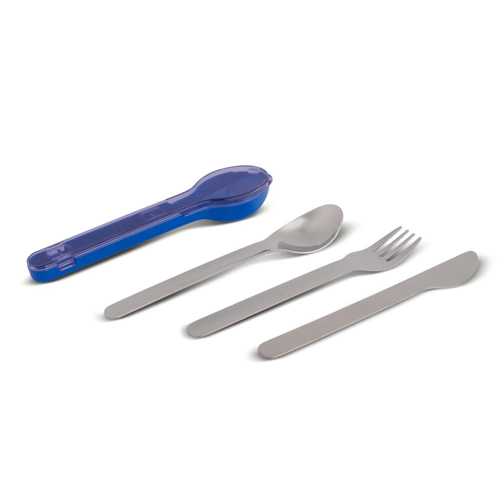 slide 3 of 3, Core Home 3 In 1 Cutlery Set With Case - Grey, 4 ct