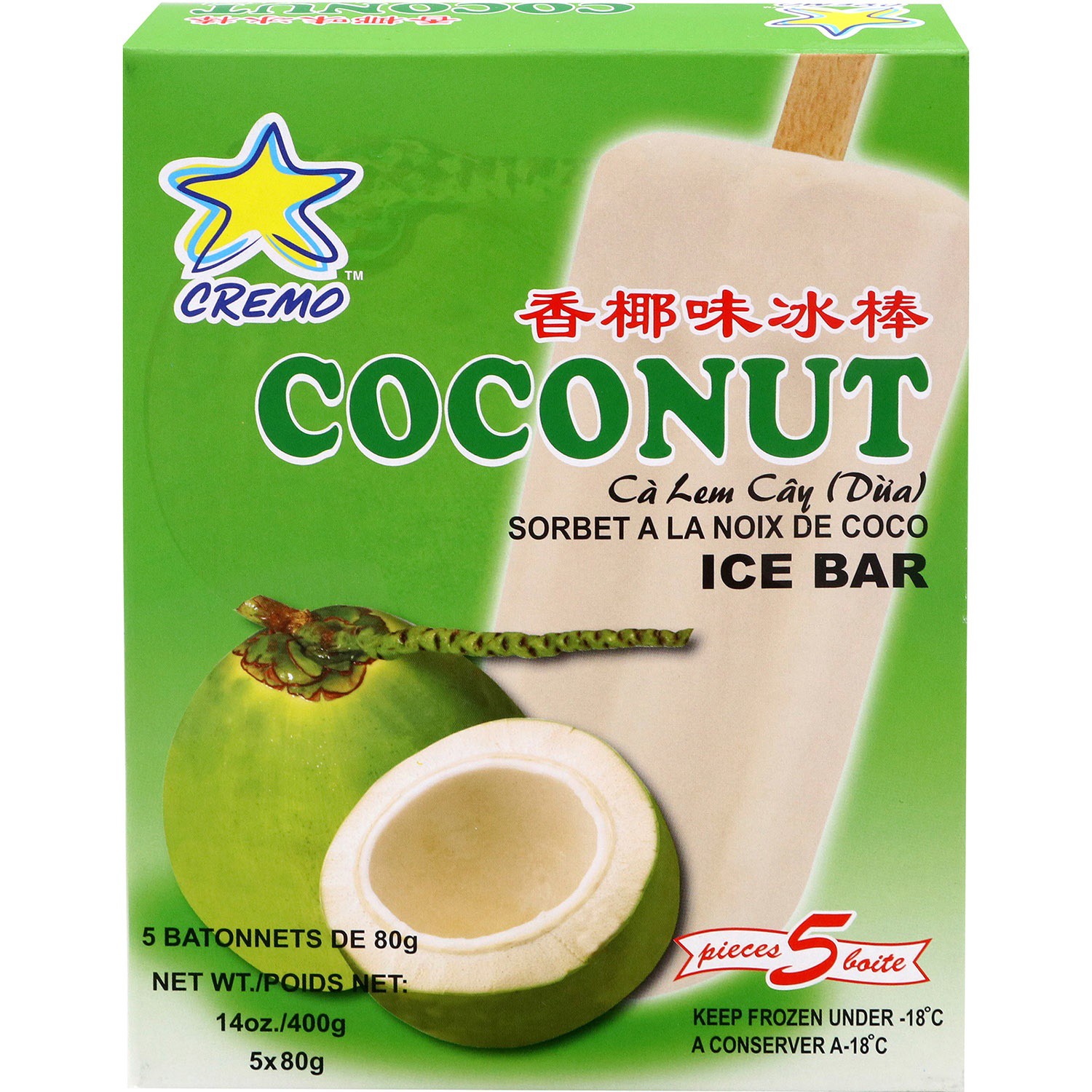 slide 1 of 1, Cremo Ice Bar-Coconut, 14 oz