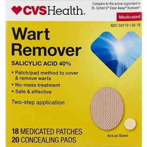slide 1 of 1, CVS Health Two-Step Wart Remover Medicated Discs, 18 ct