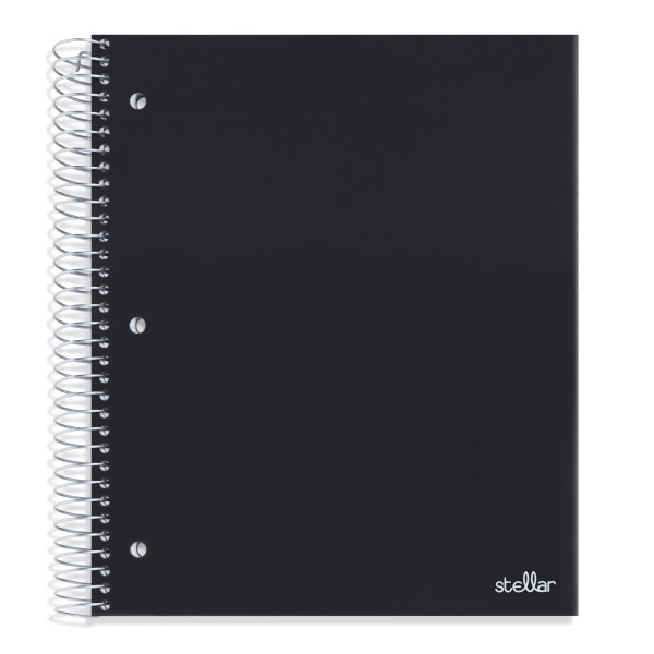 slide 1 of 4, Office Depot Brand Stellar Poly Notebook, 8-1/2'' X 11'', 3 Subject, Wide Ruled, 300 Pages (150 Sheets), Black, 150 ct